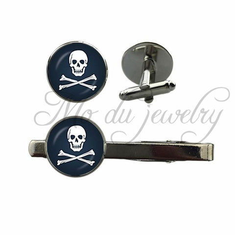 Skull & Crossbones Cufflinks + Tie Clip