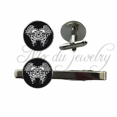 Skull & Crossbones Cufflinks + Tie Clip