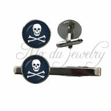Skull & Crossbones Cufflinks + Tie Clip